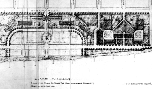 Proposed plan for NU Evanston campus, 1905, D.H. Burnham & Co.